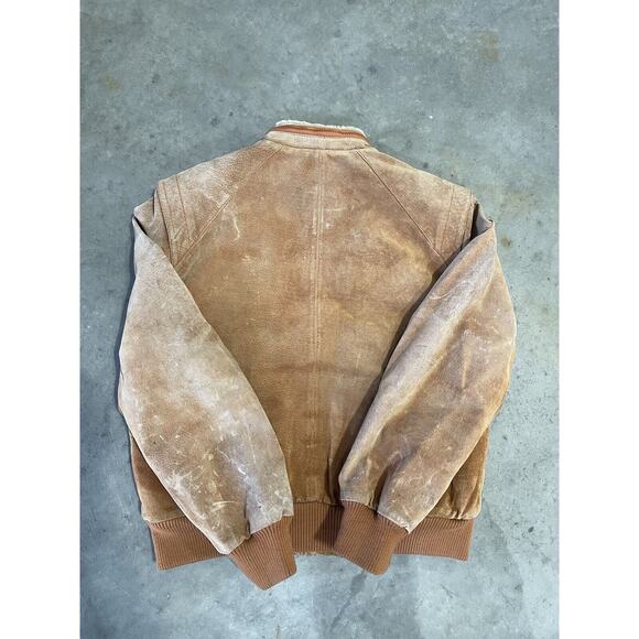 Vtg Suede Leather Bermans Sherpa Lined Mountain Western Rancher Coat Mens 44‎ - Picture 5 of 5